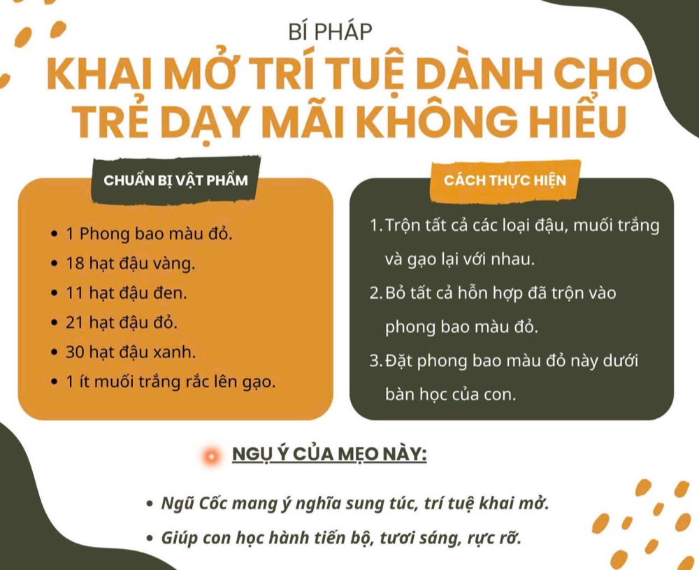 Bí pháp khai mở trí tuệ cho trẻ dạy mãi không hiểu, dùng phong bao ngũ cốc