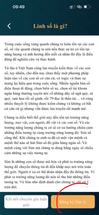 Màn hình Sản phẩm với lựa chọn Đăng ký Đại lý